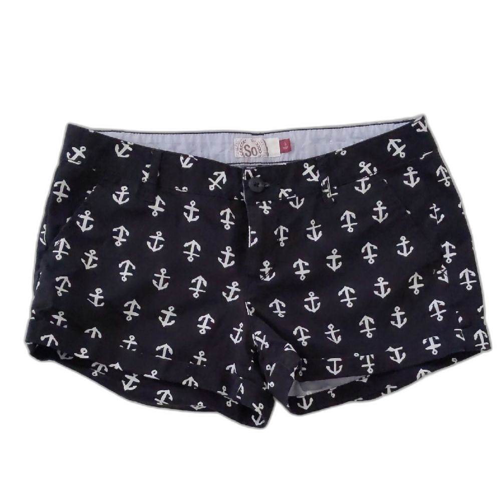 Junior's SO Black and White Anchor Summer Shorts Size 9